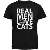 Valentine's Day - Real Men Love Cats Black Adult  T-Shirt