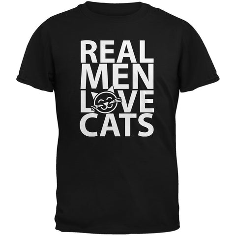 Valentine's Day - Real Men Love Cats Black Adult  T-Shirt