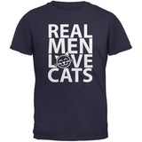 Valentine's Day - Real Men Love Cats Black Adult  T-Shirt