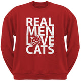 Valentine's Day - Real Men Love Cats Black Adult Crew Neck Sweatshirt