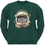 Astronaut Cat Black Adult Crew Neck Sweatshirt