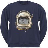 Astronaut Cat Black Adult Crew Neck Sweatshirt