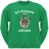 St. Patricks Day - So Puggin' Drunk Black Adult Crew Neck Sweatshirt