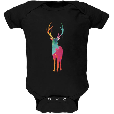 Splatter Deer Black Soft Baby One Piece
