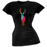 Splatter Deer Black Soft Juniors T-Shirt