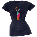 Splatter Deer Black Soft Juniors T-Shirt