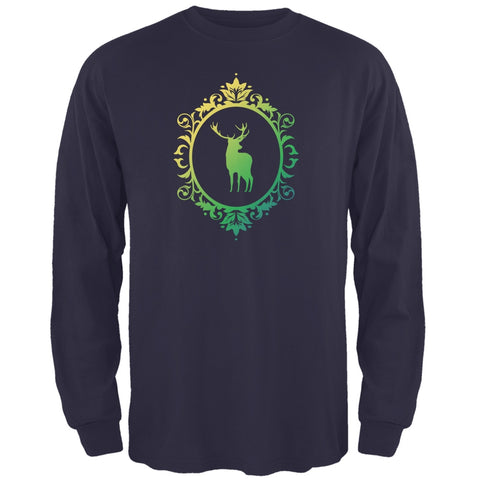 Deer Silhouette Navy Adult Long Sleeve T-Shirt
