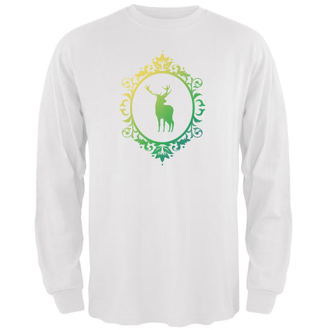 Deer Silhouette White Adult Long Sleeve T-Shirt