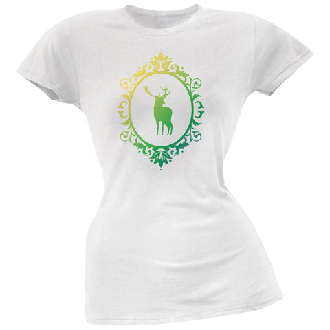 Deer Silhouette White Soft Juniors T-Shirt