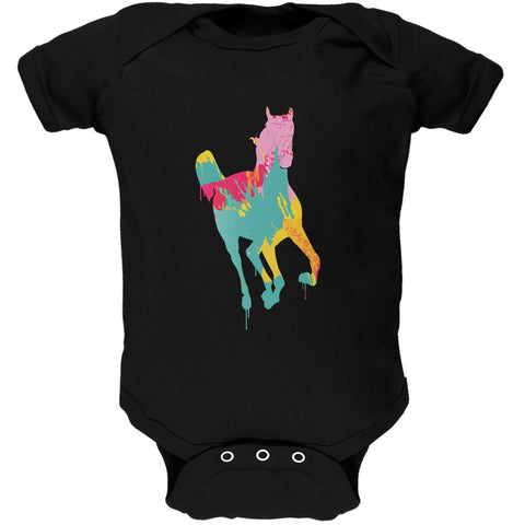 Splatter Horse Black Soft Baby One Piece