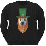 St. Patricks Day - Funny Leprechaun Dog Black Adult Sweatshirt