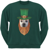 St. Patricks Day - Funny Leprechaun Dog Black Adult Sweatshirt