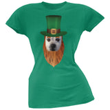 St. Patricks Day - Funny Leprechaun Dog Black Soft Juniors T-Shirt