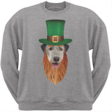 St. Patricks Day - Irish Wolfhound Leprechaun Black Adult Sweatshirt