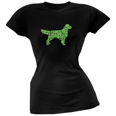 St. Patricks Day - Golden Retrievers Shamrock Black Soft Juniors T-Shirt