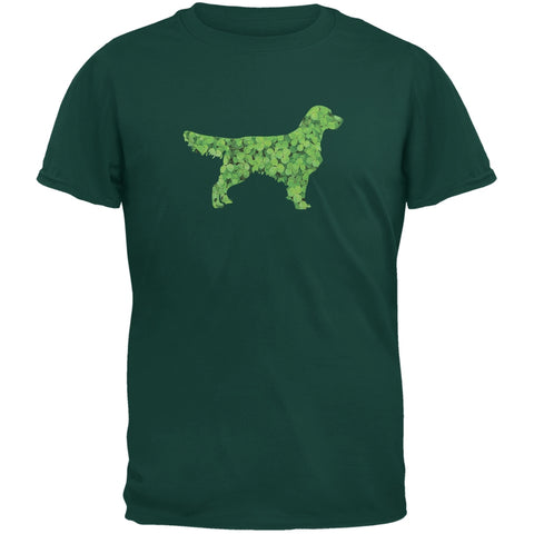 St. Patricks Day - Golden Retrievers Shamrock Forest Adult T-Shirt