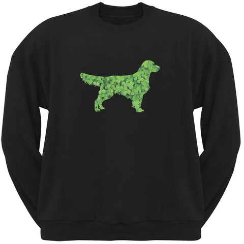 St. Patricks Day - Golden Retrievers Shamrock Black Adult Sweatshirt