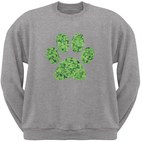 St. Patricks Day - Dog Paw Heather Grey Adult Sweatshirt