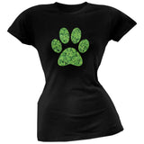 St. Patricks Day - Dog Paw Orange Soft Juniors T-Shirt