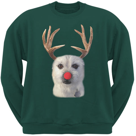 Funny Reindeer Dog Ugly Christmas Sweater Forest Green Sweatshirt