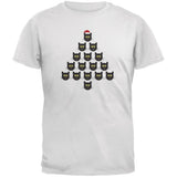Cat Christmas Blue Tree Adult T-Shirt