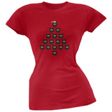 Cat Christmas Blue Tree Soft Juniors T-Shirt