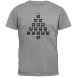 Cat Christmas Blue Tree Adult T-Shirt