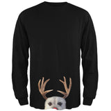 Peeking Funny Reindeer Dog Black Long Sleeve T-Shirt