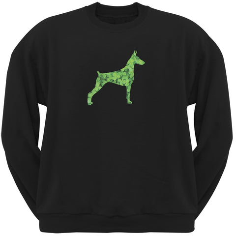 St. Patricks Day - Doberman Pinscher Shamrock Black Adult Sweatshirt