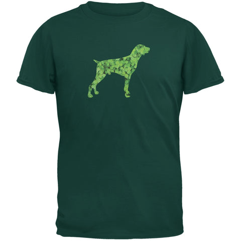St. Patricks Day - German Shorthaired Shamrock Forest Green Adult T-Shirt