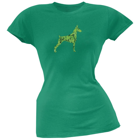 St. Patricks Day - Doberman Pinscher Shamrock Black Soft Juniors T-Shirt