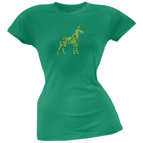 St. Patricks Day - Great Dane Shamrock Black Soft Juniors T-Shirt