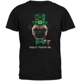 St. Patrick's -  Pugtrick's Day Funny Pug Black Adult T-Shirt