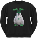 St. Patrick's Day - Irish I Was This Cute Penguin Black Adult Sweatshirt