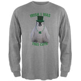 St. Patrick's Day - Irish I Was This Cute Penguin Black Adult Long Sleeve T-Shirt