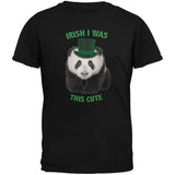 St. Patricks Day - Irish I Was This Cute Panda Black Adult T-Shirt