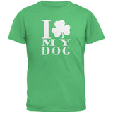 St Patricks Day Shamrock Love My Dog Forest Green Adult T-Shirt