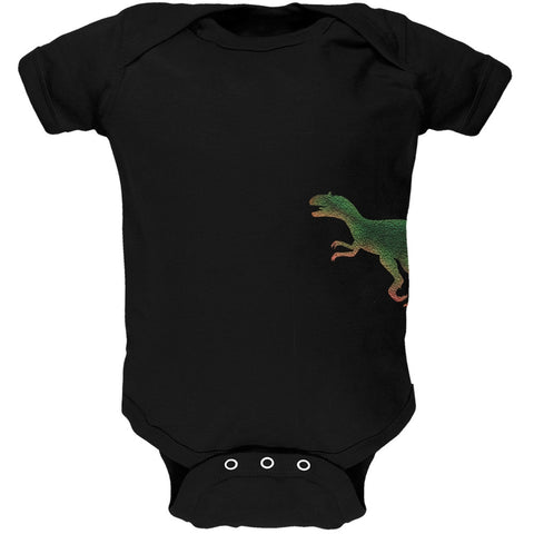 Allosaurus Dinosaur Distressed Black Soft Baby One Piece