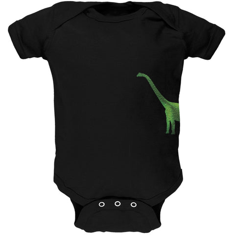 Brachiosaurus Dinosaur Distressed Black Soft Baby One Piece