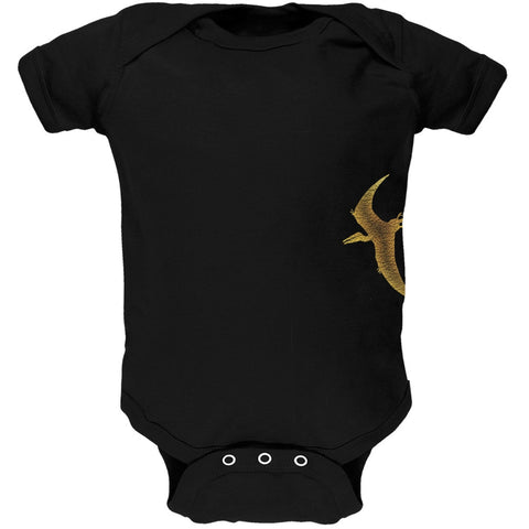 Pterodactyl Dinosaur Distressed Black Soft Baby One Piece