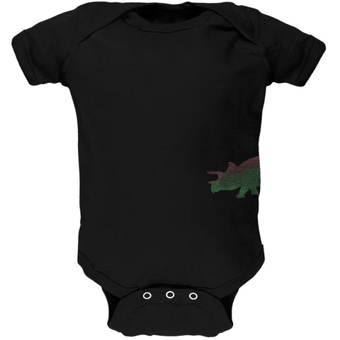 Triceratops Dinosaur Distressed Black Soft Baby One Piece