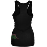 Triceratops Dinosaur Distressed Black Juniors Soft Tank Top