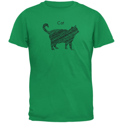 Cat Scribble Drawing Irish Green Youth T-Shirt