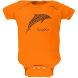 Dolphin Scribble Drawing Orange Soft Baby One Piece