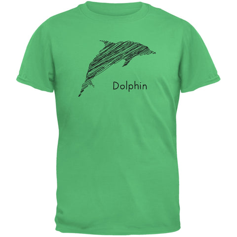 Dolphin Scribble Drawing Irish Green Youth T-Shirt