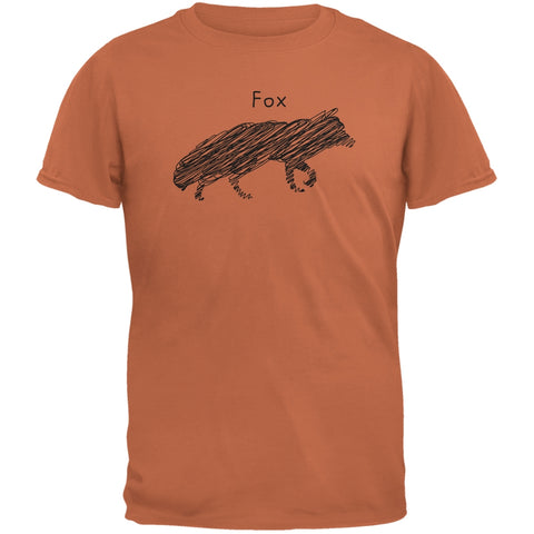 Fox Scribble Drawing Texas Orange Adult T-Shirt