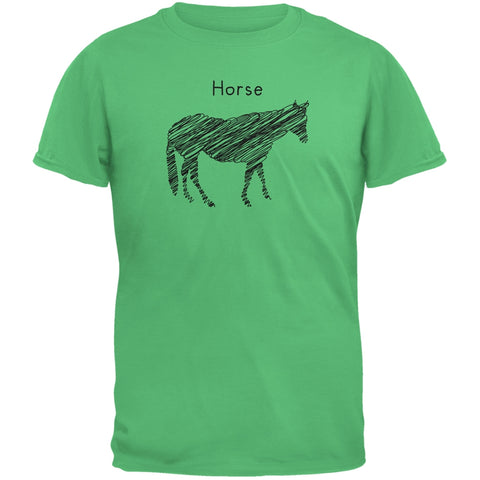 Horse Scribble Drawing Irish Green Adult T-Shirt