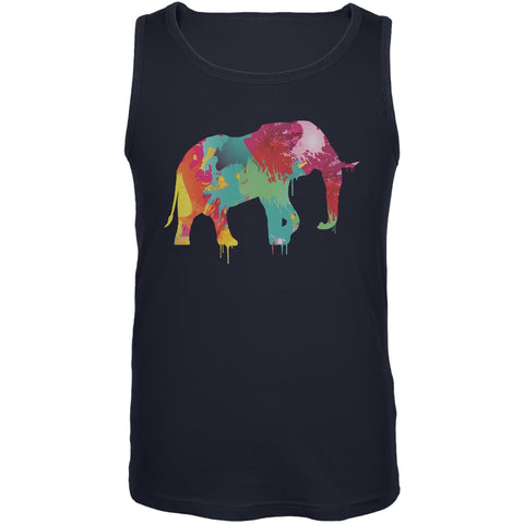 Splatter Elephant Navy Adult Sleeveless Shirt
