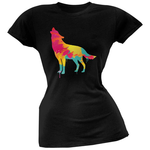 Splatter Wolf Black Soft Juniors T-Shirt