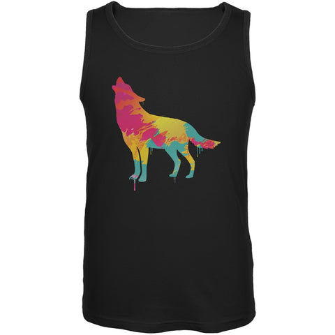 Splatter Wolf Black Adult Tank Top
